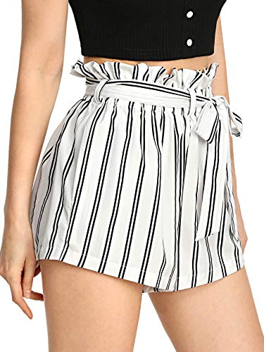 SweatyRocks Women's Casual Elastic Waist Striped Summer Beach Shorts
