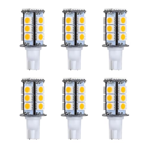 Makergroup T5 T10 Wedge Base LED Light Bulb High Brightness 12VAC/DC 3Watt 2700K-3000K Warm White Color for Outdoor Landscape Lighting Deck Stair Step Path Lights and RV Lights Pack of 6