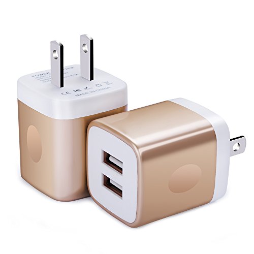 Wall Charger, FiveBox 2-Pack Dual Port USB Wall Charger Brick Plug Charger Box Charging Base 2.1A Charging Block Phone Charger Cube for iPhone X/8/6/6s/7 Plus, iPad, Samsung S8 S7 S6, Android, LG, ZTE