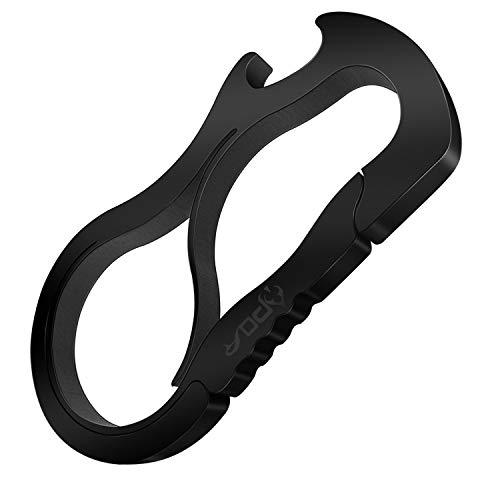 Apor Full Stainless Steel Anti-lost Carabiner Key Chain Mutil Tools with Bottle opener for Home (Black)