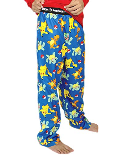 Book Cover Pokemon Boy's Flannel Pajama Pants (Medium / 6-8, Blue)