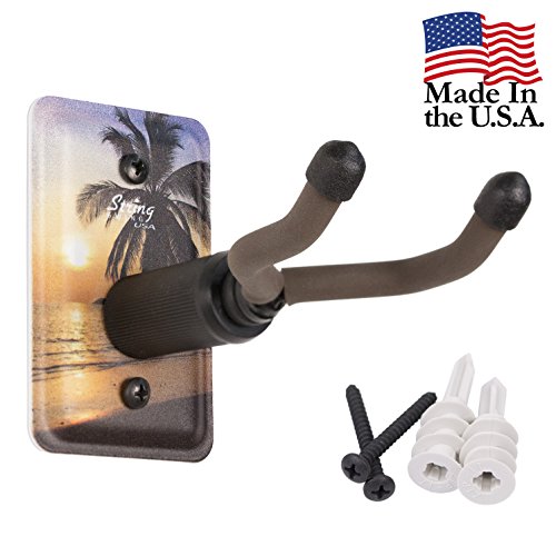 String Swing Ukulele Wall Mount Stand for Mandolin Ukele Banjo - Concert Pineapple Soprano Tenor and Baritone Compatible - Safety Home or Studio Accessories without Case - Palm Tree CC60UK-P