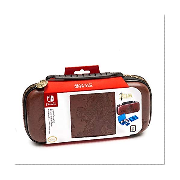 Nintendo Switch Zelda Breath of The Wild Carrying Case – Protective Deluxe Travel Case – Koskin Leather with Embossed Zelda Breath of The Wild Art – Official Nintendo Licensed Product