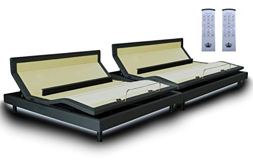 Book Cover DynastyMattress DM9000s Split King Adjustable Bed Base Frame, Top of The Line Quality, (Independent Head Tilt & Lumbar Support) Quad Massage, Bluetooth, Audio Music (Split King-Without Setup)