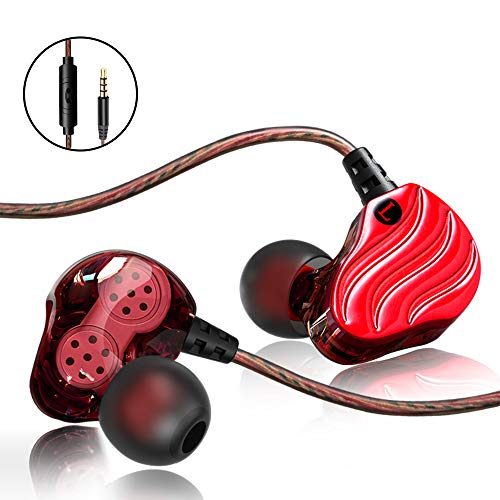 Book Cover IEM Earbuds,Cute Earbuds for Girls,SXGINBT Cool Earbuds with Mic,Wired Gummy Earbuds for PSP 5S 6S S7 S8 S9 S10 Earphones,Quad Driver Foam Run Earbuds(Red)