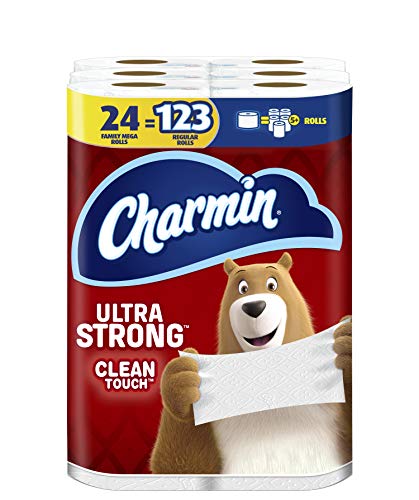 Book Cover Charmin Ultra Strong Clean Touch Toilet Paper, 24 Family Mega Rolls = 123 Regular Rolls