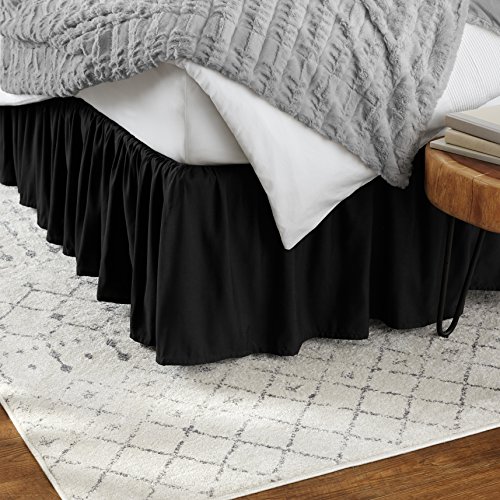 Book Cover Amazon Basics Ruffled Bed Skirt, Classic Style, Soft and Stylish 100% Microfiber with 16