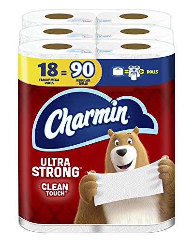 Book Cover Charmin Ultra Strong Clean Touch Toilet Paper, 18 Family Mega Rolls = 90 Regular Rolls