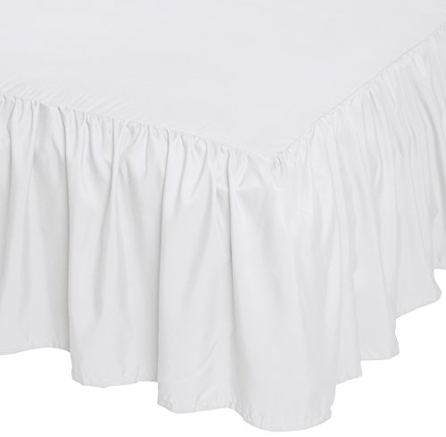 Book Cover AmazonBasics Ruffled Bed Skirt, 16 Inch Skirt Length, Queen, Bright White