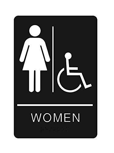 Women's Braille Handicapped Restroom Sign - ADA Approved Bathroom Sign with Double Sided 3M Tape