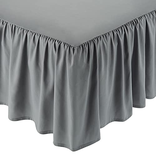 Book Cover Amazon Basics Ruffled Bed Skirt, Classic Style, Soft and Stylish 100% Microfiber with 16
