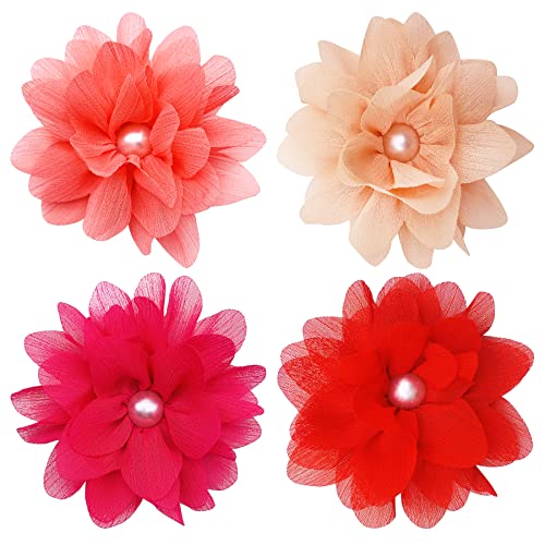 PET SHOW 3" Valentine's Day Small Dog Flowers Collar Charms Accessories For Girls Cat Puppies Collars Bows Grooming Supplies Pink Red Pack of 4