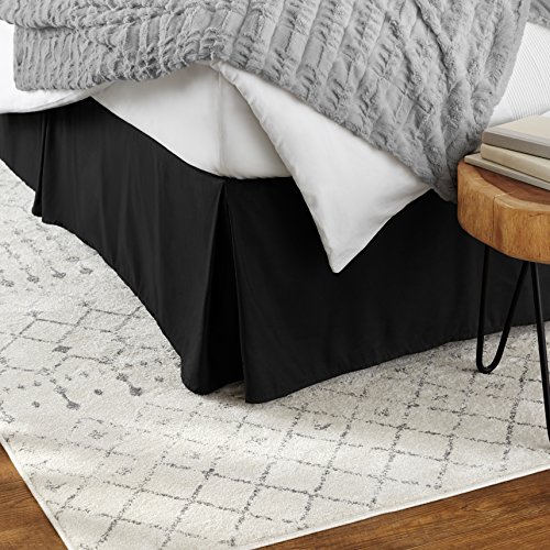 Book Cover Amazon Basics Pleated Bed Skirt - Full, Black