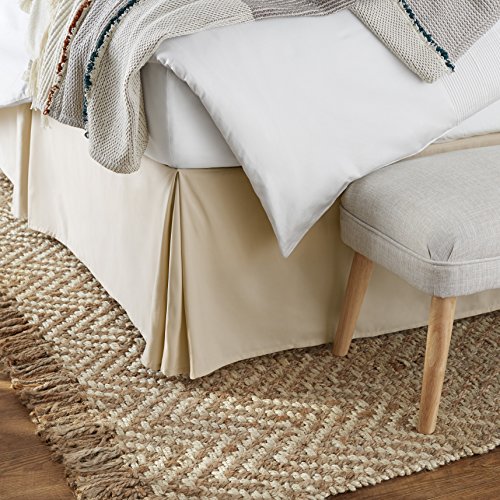 Book Cover Amazon Basics Pleated Bed Skirt - Twin, Beige