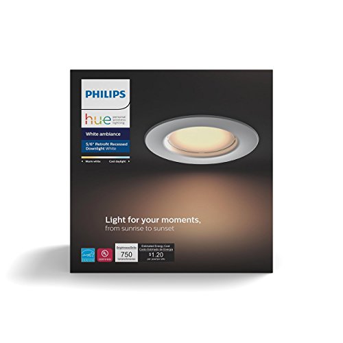 Book Cover Philips Hue White Ambiance Dimmable LED Smart Retrofit Recessed Downlight, 5-Inch/6-Inch (Hue Hub Required), Works with Alexa, HomeKit & Google Assistant