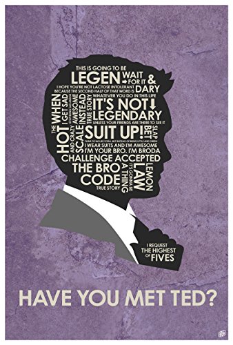 Barney Stinson Have You Met Ted? Giclee Art Print Poster from Typography Drawing by Pop Artist 12" x 18"