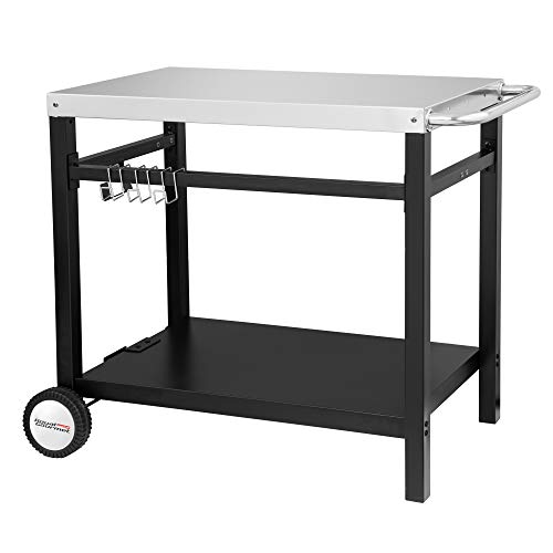 Book Cover Royal Gourmet Double-Shelf Movable Dining Cart Table,Commercial Multifunctional Stainless Steel Flattop Worktable PC3401S