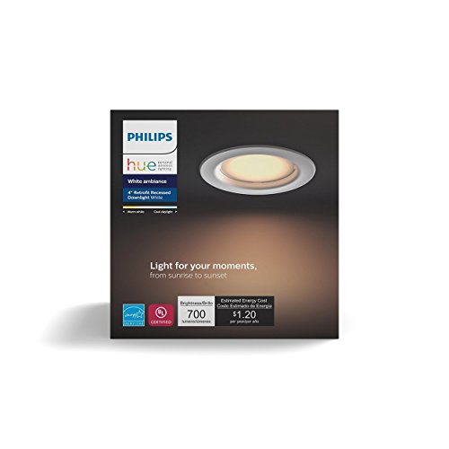 Philips Hue White Ambiance Dimmable LED Smart Retrofit Recessed Downlight (4-InchÂ  Compatible with Amazon AlexaÂ  Apple HomeKitÂ  and Google Assistant)
