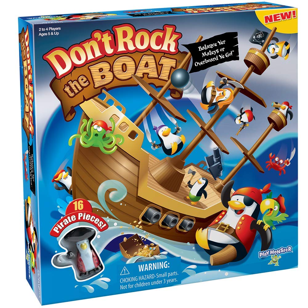 Book Cover PlayMonster Don't Rock The Boat -- Children's Game -- Balance Yer Mateys or Overboard Ye Go! -- For ages 5+ -- 2-4 Players