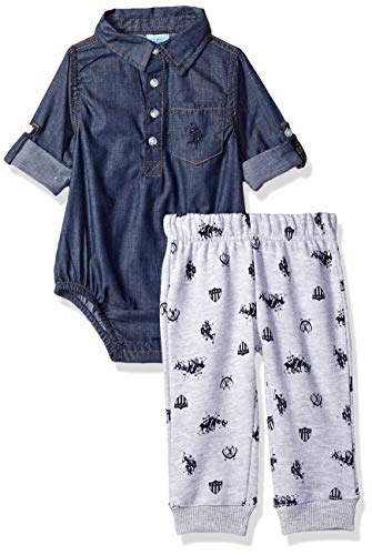 Book Cover U.S. Polo Assn. Baby Boy's Bodysuit and Pant Set Pants