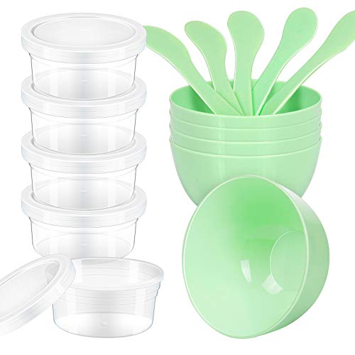 Book Cover LEOBRO DIY Slime Making Tools, 5pcs Glue Mixing Bowls, 5pcs Glue Mixing Spoons, 5pcs 4.5 oz Slime Containers for Kids Slime Making Art
