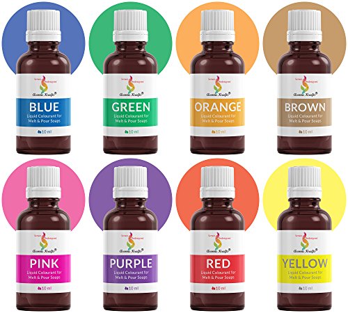 Aromakrafts DIY Liquid Soap Making Colours for Melt & Pour Soaps - Set of 8 (10 ml each)