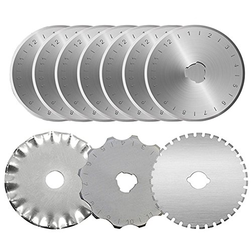 KISSWILL Rotary Cutter Blades 45mm, 10 Pack 45mm Rotary Blades Fits for Fiskars Olfa Martelli Truecut 45mm Cutter Replacement, Sharp and Durable