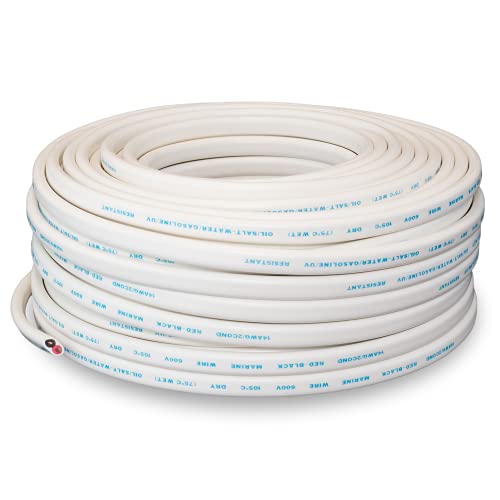GS Power Marine Wire - 100 Ft, 14 Gauge AWG Electrical Boat Wiring - Oxygen-Free Insulated Black and Red Sheathed Copper