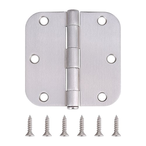 Pack of 10 Residential Door Hinges - 3.5 Inch - Satin Nickel Finish - 5/8" Radius Corner by Dependable Direct