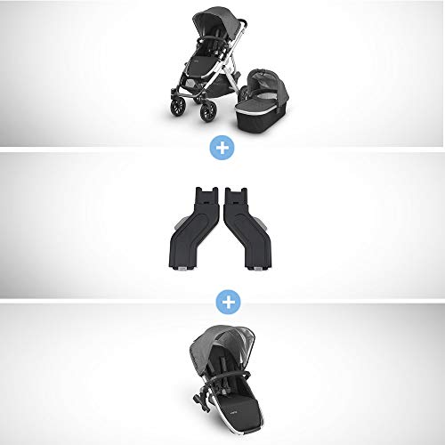 Vista Stroller+ RUMBLESEAT Bundle- Jordan (Charcoal Melange/Silver/Black Leather)