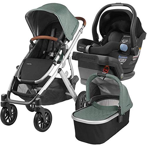 2018 UPPABaby Vista Stroller - Emmett (Green Melange/Silver/Saddle Leather) + MESA- Jake (Black)