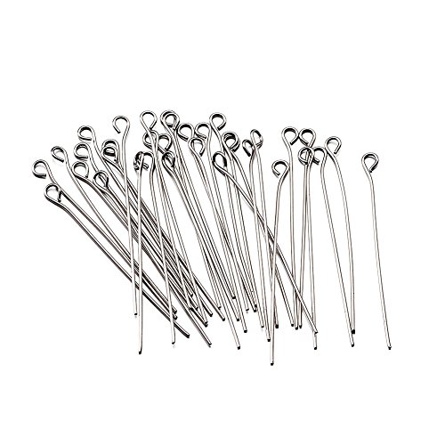 Book Cover Pandahall 100pcs 22 Gauge Stainless Steel Open Eyepins 2 Inch (50mm) for DIY Jewelry Making