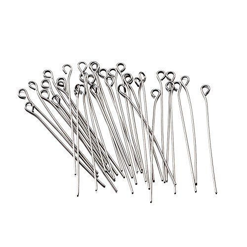 Pandahall 100pcs 22 Gauge Stainless Steel Open Eyepins 2 Inch (50mm) for DIY Jewelry Making