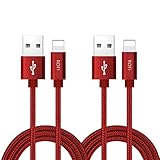 RoFI Charger Cable Compatible for Phone, [2Pack] Nylon Braided Phone Cable Fast Charging USB Cord Replacement for Phone X 8 8 plus 7 7 Plus 6s 6s Plus 6 6 Plus 5 5S SE iPad Air Mini and iPod (2 Feet, Red)