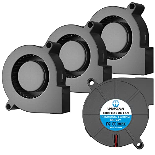WINSINN 50mm 5015 Blower Fan 24V, 3D Printer 24 Volt Fans Blower Turbine Turbo Hydraulic Bearing, Brushless Cooling 50mmx15mm 2PIN (Pack of 4Pcs)