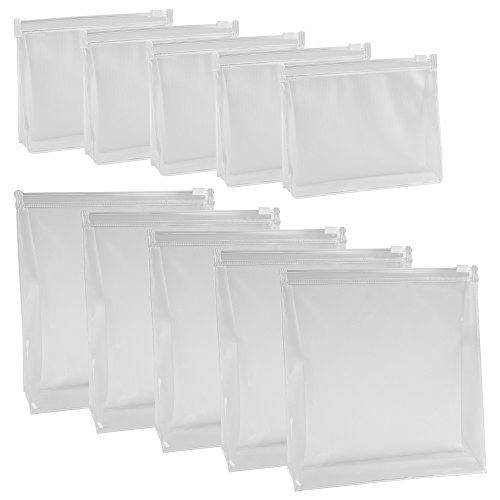 BCP 10 PCS Small Large PVC Transparent Plastic Cosmetic Organizer Bag Pouch With Zipper Closure,Travel Toiletry Makeup Bag 6 x 4.5 Inch,7 x 7.5 Inch