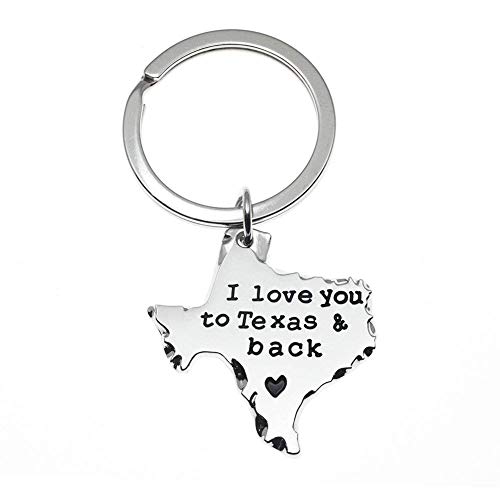 MS.CLOVER Texas Sign I Love You to Texas and Back Keychain, Long Distance Relationship Gift- Going Away Gifts