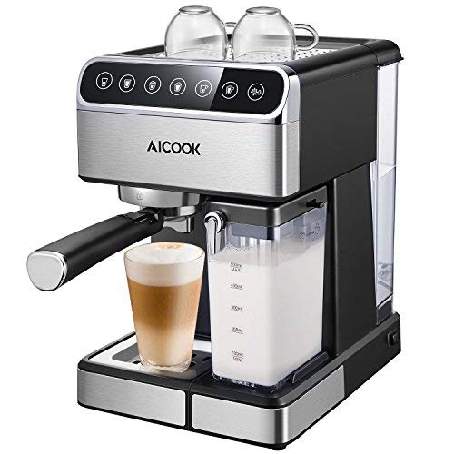 Book Cover AICOOK Espresso Machine, Barista Espresso Coffee Maker with One Touch Digital Screen, 15 bar Pump and Automatic Milk Frother, Cappuccino maker, Latte maker