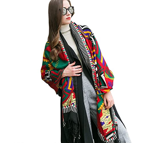 DANA XU 100% Merino Wool Extra Large Pashmina Blanket Travel Scarf Cashmere Wrap for Women Fall Winter Oversize Shawl Floral