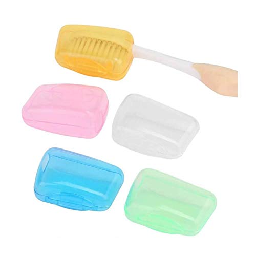 Book Cover TXIN 10 Pack Travel Toothbrush Head Cover Portable Brush Case Protective Caps Hike Camping Hygiene Tool, 5 Colors