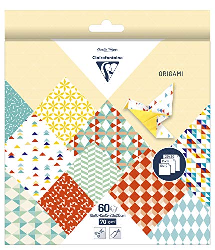 Clairefontaine Origami Paper, 70 GSM, 3 Sizes - Kaleido, 60 Sheets