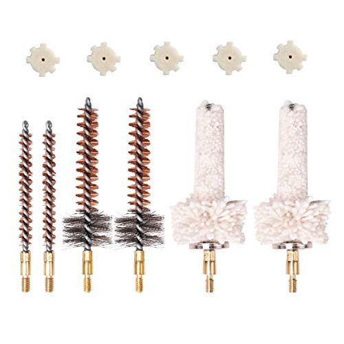 NIDAYE 6 Pack Bronze Bore Brush/Chamber Brush/Chamber Mop/Star Chamber Cleaning Pads
