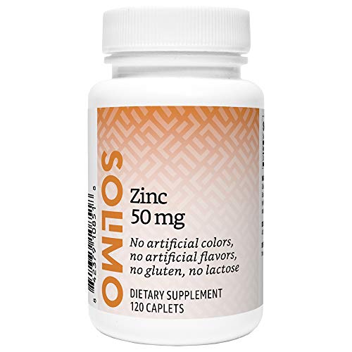 Amazon Brand - Solimo Zinc 50mg, 120 Caplets, Four Month Supply