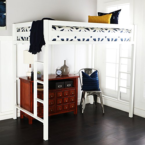 Book Cover New Premium Deluxe Twin Metal Loft Bed in White Color
