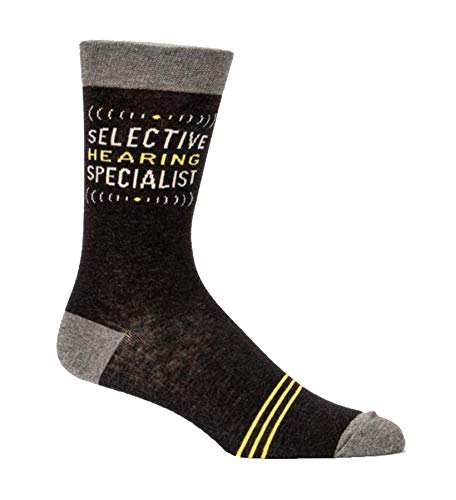 Blue Q Socks, Men's Crew, Selective Hearing Specialist, Size 7-12