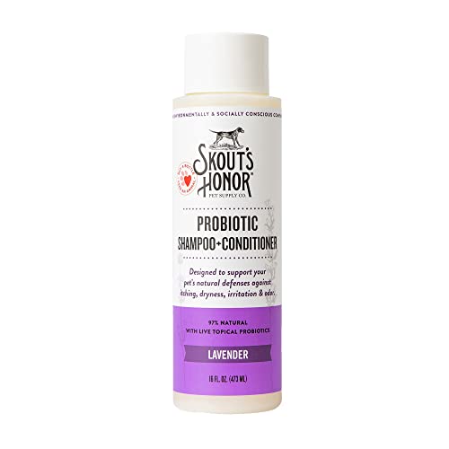 SKOUT'S HONOR: Probiotic Pet Shampoo & Conditioner - 2-in-1 with Avocado Oil - Cleans and Conditions Fur, Supports Pet’s Natural Defenses, PH-Balanced, Sulfate-Free - Lavender - 16 oz.