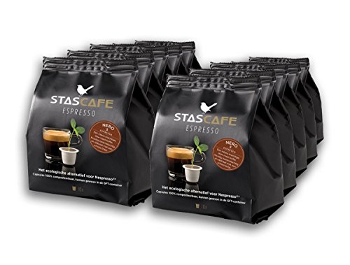 100% Biodegradable Nespresso Compatible Coffee Capsules - Nero Flavor (100 Pods) - Fits All Original Line Nespresso Machines - By STASCAFE of the Netherlands