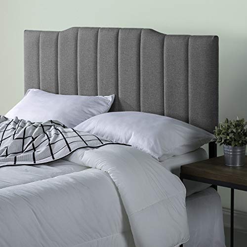 Book Cover Zinus Satish Upholstered Channel Stitched Headboard in Grey, Queen
