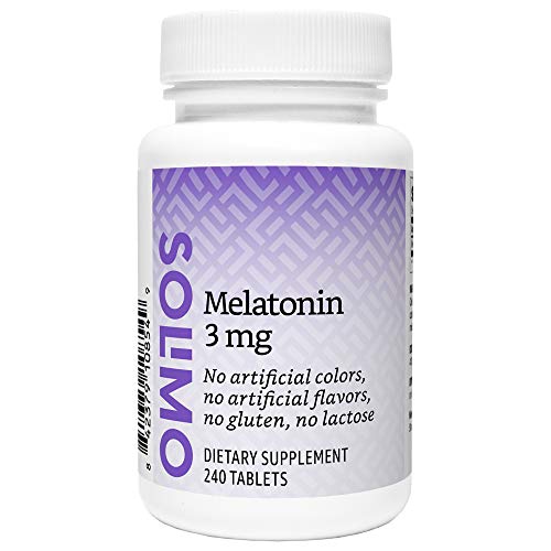 Amazon Brand - Solimo Melatonin 3mg, 240 Tablets, Eight Month Supply, Helps with occasional sleeplessness