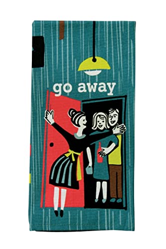 Blue Q Dish Towel, Go Away (What Your Host is Really Thinking?) Funny, Nifty 50's Vibe, 100% Cotton, Imported, Screen-Printed in Rich Vibrant Colors, 28" x 21"
